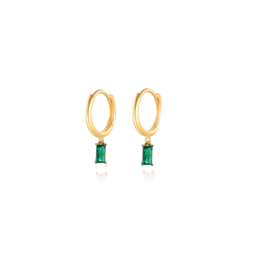 Green Luna Huggie Earrings