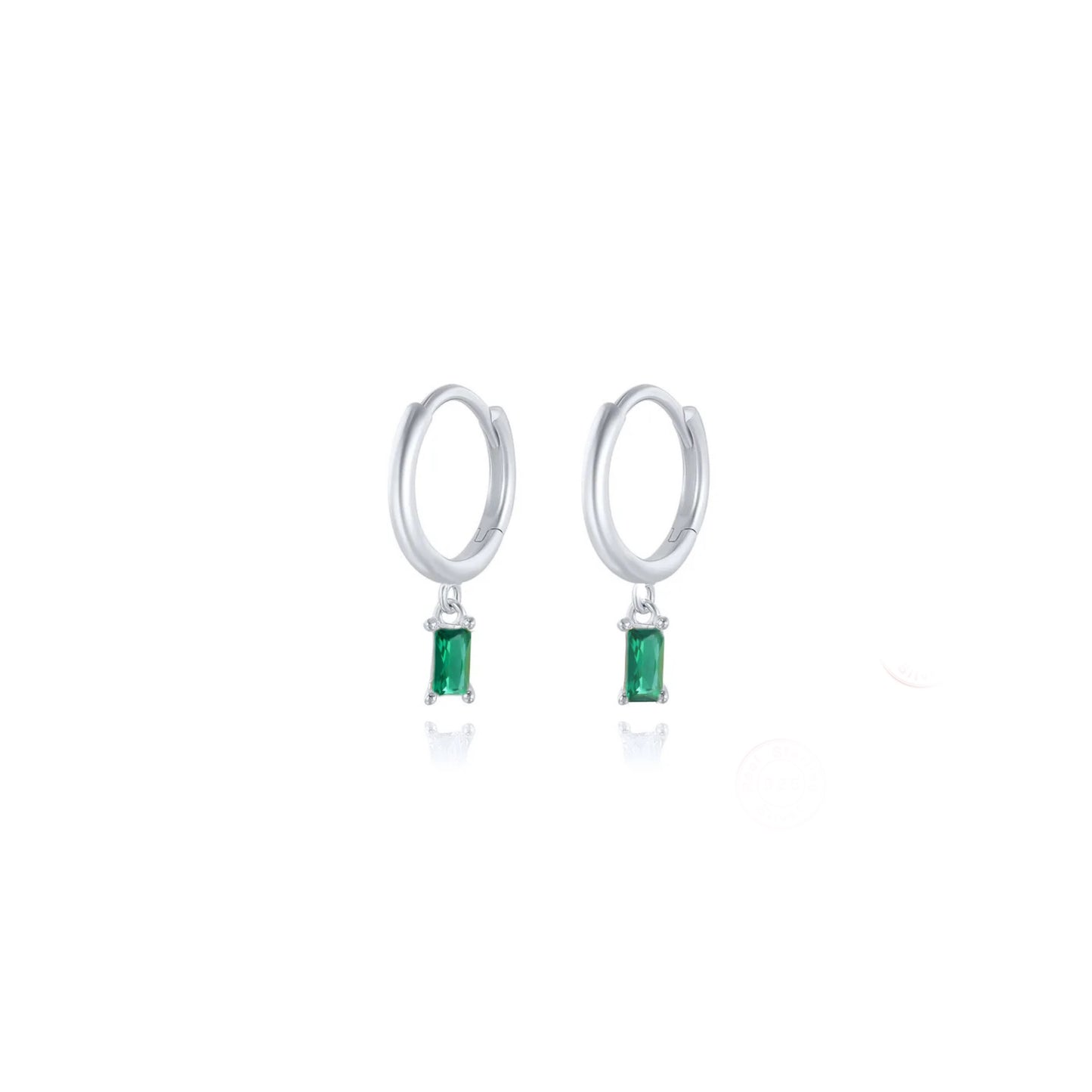 Green Luna Huggie Earrings